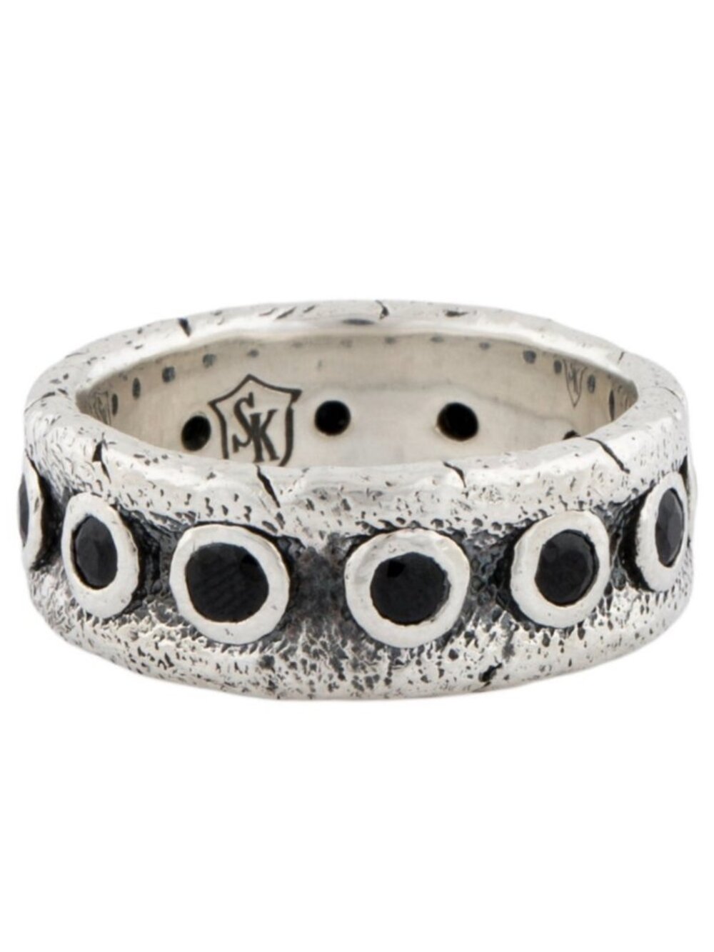 SCOTT KAY 1.77CTW SAPPHIRE STERLING SILVER 925 TEXTURED ETERNITY BAND RING - Picture 6 of 8